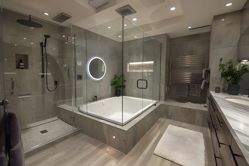 Glass-Enclosed Shower Bathtub